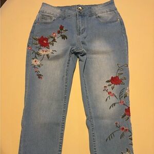 Sandpiper Embroidered Denim Straight Leg Jeans Sz 8P